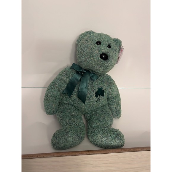 Ty Beanie Buddy Shamrock 2001 St Patrick’s Bear ( approx 14 inches) - Picture 1 of 4